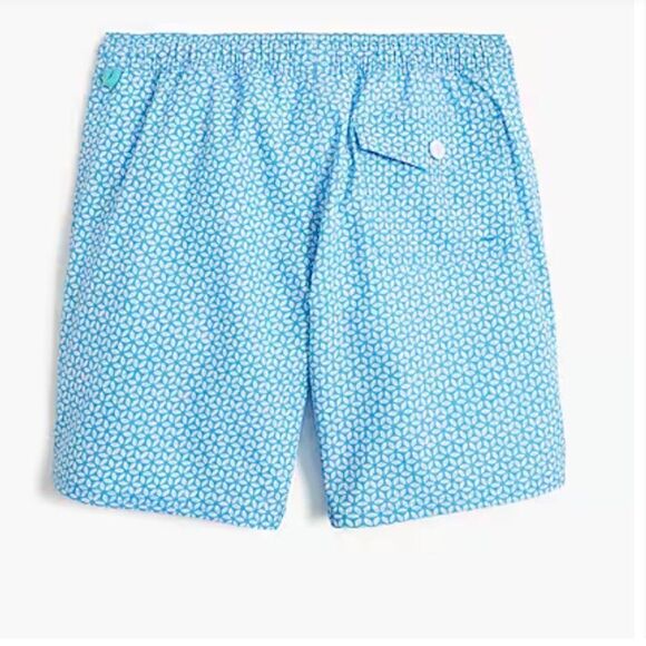 J. Crew Factory CA350 Blue 8" printed swim trunk size large NWT - Picture 4 of 11